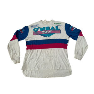 Vintage 80s 90s O'Neal Newell #1 USA Large L/S Motocross Jersey Shirt VTG
